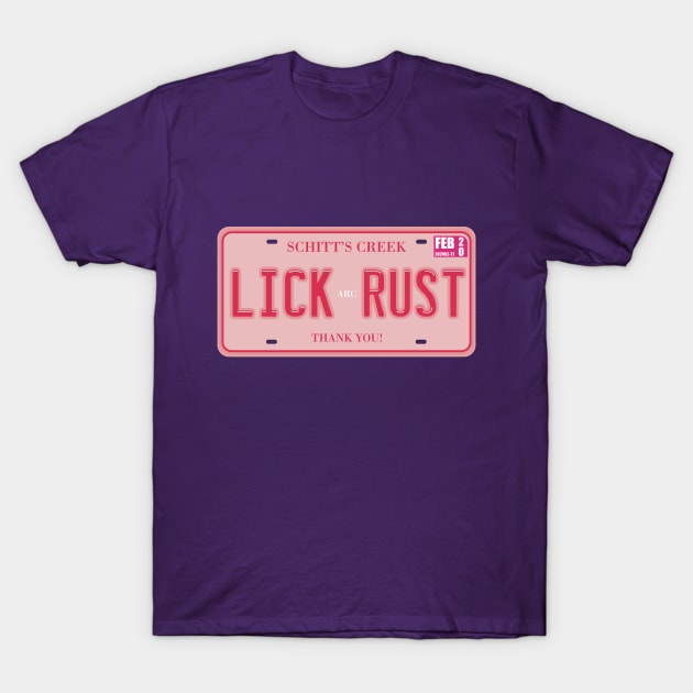 Lick Rust License Plate T-Shirt by Movie Vigilante